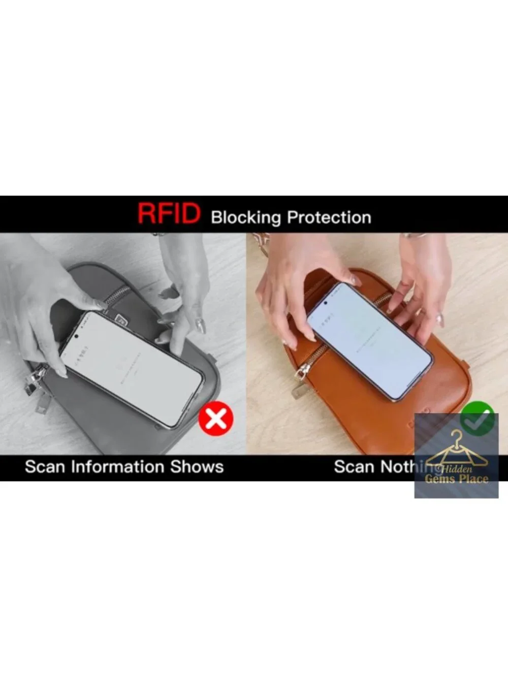 Anti Theft RFID Sling Bag Vegan Leather Crossbody Belt Purse